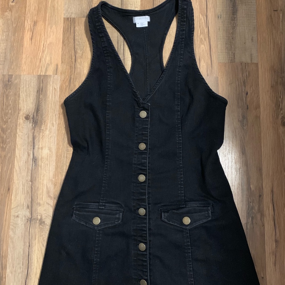 Destroyed black button up dress